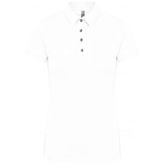 KARIBAN Női galléros rövid ujjú jersey póló, Kariban KA263, White-2XL