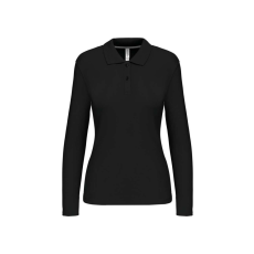 KARIBAN Női hosszú ujjú galléros piké póló, Kariban KA244, Black-XL