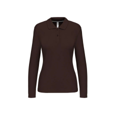 KARIBAN Női hosszú ujjú galléros piké póló, Kariban KA244, Chocolate-2XL