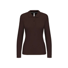 KARIBAN Női hosszú ujjú galléros piké póló, Kariban KA244, Chocolate-3XL női póló