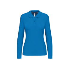 KARIBAN Női hosszú ujjú galléros piké póló, Kariban KA244, Tropical Blue-2XL