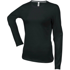 KARIBAN Női hosszú ujjú kereknyakú pamut póló, Kariban KA383, Black-3XL női póló