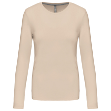 KARIBAN Női hosszú ujjú kereknyakú pamut póló, Kariban KA383, Light Sand-2XL női póló