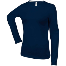 KARIBAN Női hosszú ujjú kereknyakú pamut póló, Kariban KA383, Navy-2XL női póló