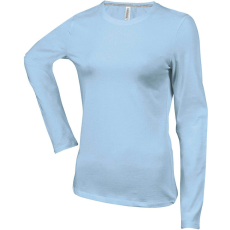 KARIBAN Női hosszú ujjú kereknyakú pamut póló, Kariban KA383, Sky Blue-3XL