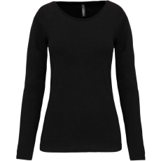 KARIBAN Női hosszú ujjú kereknyakú sztreccs póló, Kariban KA3017, Black-2XL