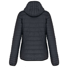 KARIBAN Női kapucnis bélelt meleg és ultrakönnyű kabát , Kariban KA6111, Marl Dark Grey-M