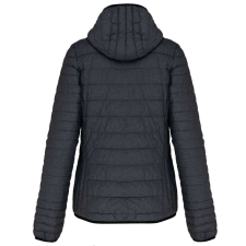 KARIBAN Női kapucnis bélelt meleg és ultrakönnyű kabát , Kariban KA6111, Marl Dark Grey-XL női dzseki, kabát