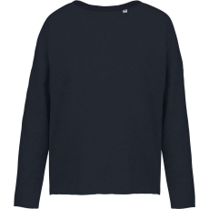 KARIBAN Női laza szabású környakas pulóver, Kariban KA471, Navy-S/M