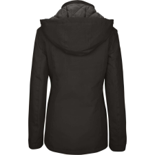 KARIBAN Női levehető kapucnis bélelt kabát, Kariban KA6108, Black-2XL női dzseki, kabát