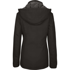 KARIBAN Női levehető kapucnis bélelt kabát, Kariban KA6108, Black-M női dzseki, kabát