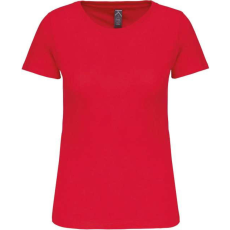 KARIBAN Női organikus kereknyakú rövid ujjú póló, Kariban KA3026IC, Red-XL