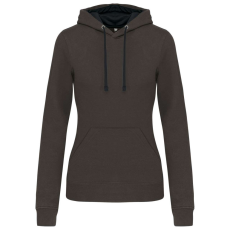 KARIBAN Női pulóver kontrasztos bélésű kapucnival, Kariban KA465, Dark Grey/Black-S