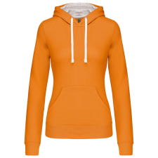 KARIBAN Női pulóver kontrasztos bélésű kapucnival, Kariban KA465, Orange/White-XL női pulóver, kardigán