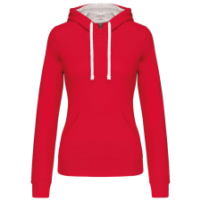 KARIBAN Női pulóver kontrasztos bélésű kapucnival, Kariban KA465, Red/White-2XL női pulóver, kardigán