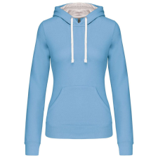 KARIBAN Női pulóver kontrasztos bélésű kapucnival, Kariban KA465, Sky Blue/White-XS női pulóver, kardigán