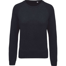 KARIBAN Női raglános organikus környakas pulóver, Kariban KA481, French Navy Heather-XS