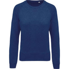 KARIBAN Női raglános organikus környakas pulóver, Kariban KA481, Ocean Blue Heather-XS