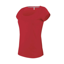 KARIBAN Női rövid ujjú, csónak nyakú pamut póló KA384, Red-XL női póló