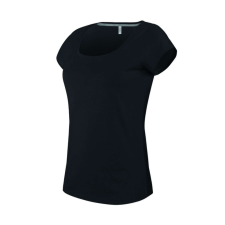 KARIBAN Női rövid ujjú, csónak nyakú pamut póló, Kariban KA384, Black-2XL női póló