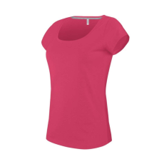 KARIBAN Női rövid ujjú, csónak nyakú pamut póló, Kariban KA384, Fuchsia-S