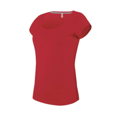 KARIBAN Női rövid ujjú, csónak nyakú pamut póló, Kariban KA384, Red-L