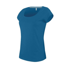 KARIBAN Női rövid ujjú, csónak nyakú pamut póló, Kariban KA384, Tropical Blue-3XL női póló
