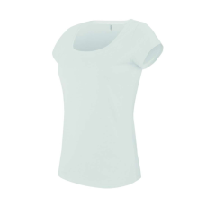 KARIBAN Női rövid ujjú, csónak nyakú pamut póló, Kariban KA384, White-M