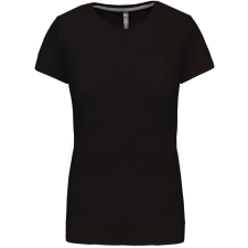KARIBAN Női rövid ujjú környakas pamut póló, Kariban KA380, Black-2XL női póló