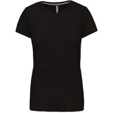 KARIBAN Női rövid ujjú környakas pamut póló, Kariban KA380, Black-3XL