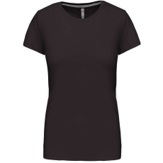 KARIBAN Női rövid ujjú környakas pamut póló, Kariban KA380, Dark Grey-L