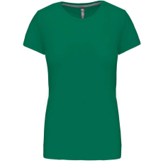 KARIBAN Női rövid ujjú környakas pamut póló, Kariban KA380, Kelly Green-XL