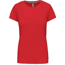 KARIBAN Női rövid ujjú környakas pamut póló, Kariban KA380, Red-3XL