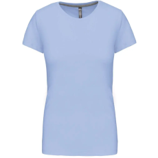 KARIBAN Női rövid ujjú környakas pamut póló, Kariban KA380, Sky Blue-3XL