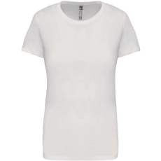 KARIBAN Női rövid ujjú környakas pamut póló, Kariban KA380, White-XL
