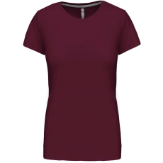 KARIBAN Női rövid ujjú környakas pamut póló, Kariban KA380, Wine-2XL