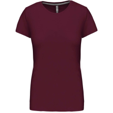 KARIBAN Női rövid ujjú környakas pamut póló, Kariban KA380, Wine-3XL