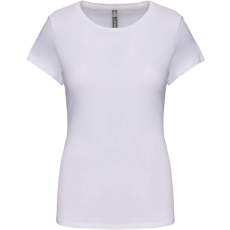 KARIBAN Női rövid ujjú környakas sztreccs póló, Kariban KA3013, White-XL