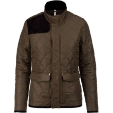 KARIBAN Női steppelt kabát, Kariban KA6127, Mossy Green/Black-L női dzseki, kabát