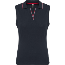 KARIBAN Női ujjatlan galléros piké póló, Kariban KA224, Navy/Red/White-M női póló