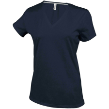 KARIBAN Női V-nyakú rövid ujjú pamut póló, Kariban KA381, Dark Grey-XL női póló