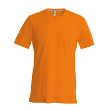 KARIBAN oldalvarrott V-nyakú férfi rövid ujjó póló KA357, Orange-M férfi póló