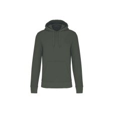 KARIBAN organikus féfi kapucnis pulóver KA4027, Dark Khaki-L férfi pulóver, kardigán