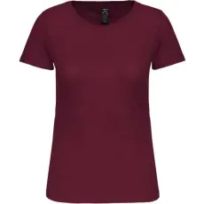 KARIBAN organikus kereknyakú rövid ujjú Női póló KA3026IC, Wine-2XL