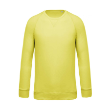 KARIBAN organikus környakas raglános férfi pulóver KA480, Lemon Yellow-3XL férfi pulóver, kardigán