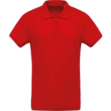 KARIBAN organikus rövid ujjú férfi piké póló KA209, Red-L férfi póló