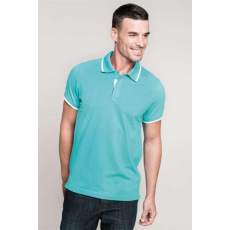 KARIBAN Póló Kariban galléros férfi (100%pamut) light turquoise/white/navy, S