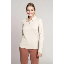 KARIBAN Póló Kariban galléros női hosszú ujjú női (100%pamut) light sand, 3XL munkaruha