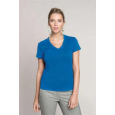 KARIBAN Póló Kariban női rövid ujjú v-nyakú női (100%pamut 180g/m2) kelly green, XL