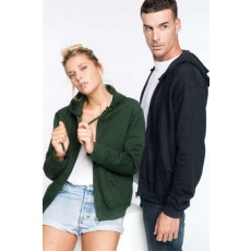 KARIBAN Pulóver Kariban cipzáras unisex, forest green, XS